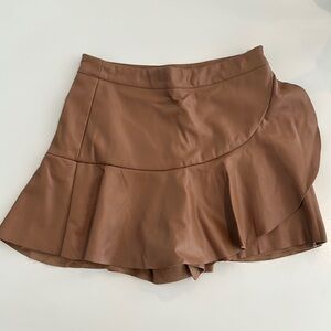 Do + Be Brown Faux Leather Boutique Skort